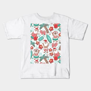 Mele Kalikimaka Hawaiian Christmas gingerbread cookies // pattern // white background Kids T-Shirt